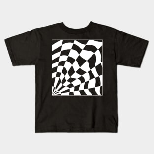 Geometric white checkered spider web design Kids T-Shirt